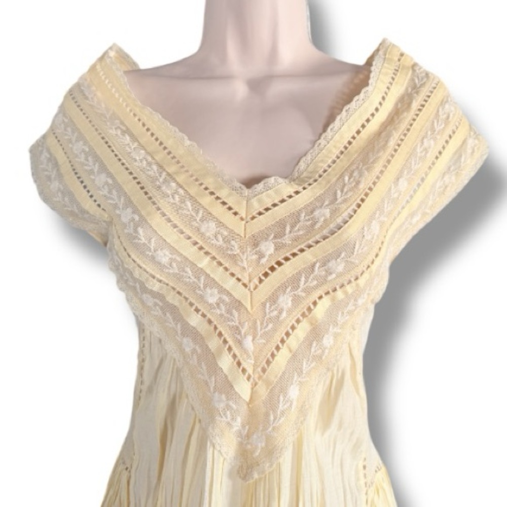 Zara Cream Fringe Embellished V-Neck Maxi Dress - Picture 11 of 12